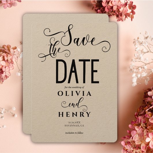 Save The Date Code QR photo d'écriture calligraphique romantique