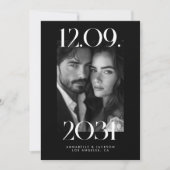 Save The Date Code QR photo noir grande date de mariage moderne (Devant)