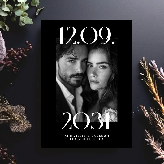 Save The Date Code QR photo noir grande date de mariage moderne