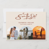 Save The Date Code QR photo orange brûlée mariage élégant (Devant)
