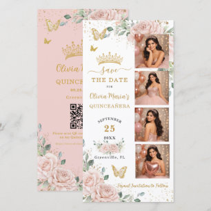 Save The Date Code QR pour stand photo floral rose poudré pour Q