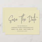 Save The Date Code QR scannable moderne de calligraphie jaune cl (Devant / Derrière)