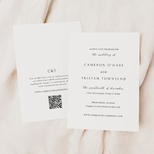 Save The Date Code QR simple noir et blanc Mariage épuré