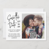 Save The Date Code QR Style Manuscrit Casual 2 Photo Mariage (Devant)
