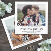 Save The Date Code QR Superposition de photo de script moderne M