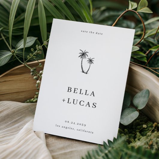 Save The Date Code QR Tropical Arbre à Palmes Dessiné à la Main