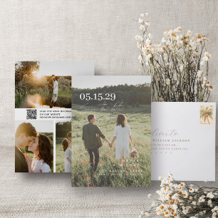 Save The Date Code QR Typographie moderne Elégante superposition