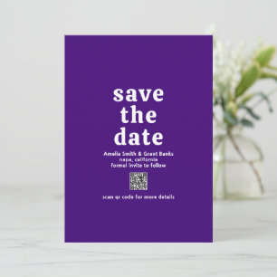 Save The Date Code QR violet de police de caractères rétro pour 
