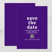 Save The Date Code QR violet de police de caractères rétro pour  (Devant / Derrière)