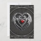 Save The Date Coeur argenté avec ailes. (Dos)