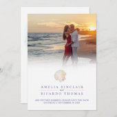 Save The Date Coeur art aquarelle plage mariage (Devant / Derrière)