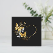 Save The Date Coeur aux papillons d'or (Debout devant)