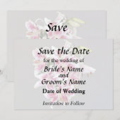 Save The Date Cœur avec lis Stargazer (Devant / Derrière)