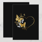 Save The Date Cœur avec papillons dorés (Devant / Derrière)