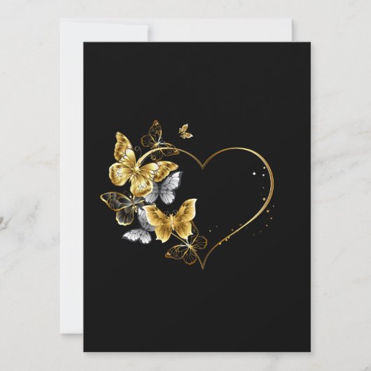 Save The Date Cœur avec papillons dorés (Devant)