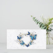 Save The Date Coeur bijoux avec papillons Morpho (Debout devant)