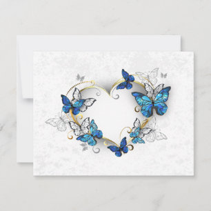 Save The Date Coeur bijoux avec papillons Morpho