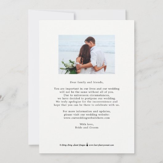 Save The Date Coeur Charmant COULEUR MODIFIABLE Réinitialiser La (Dos)