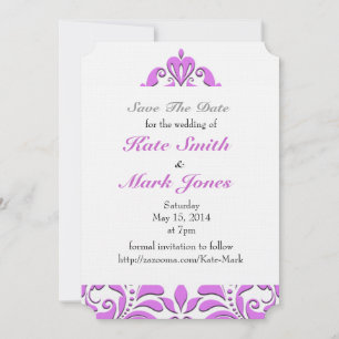Save The Date Coeur Damas rose et blanc HeartParty