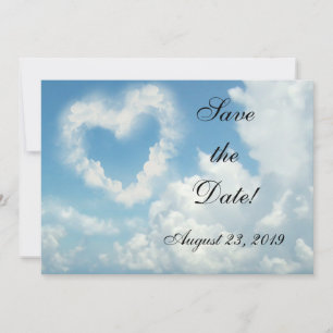 Save The Date Coeur dans les nuages, Ciel Bleu Amour romantique