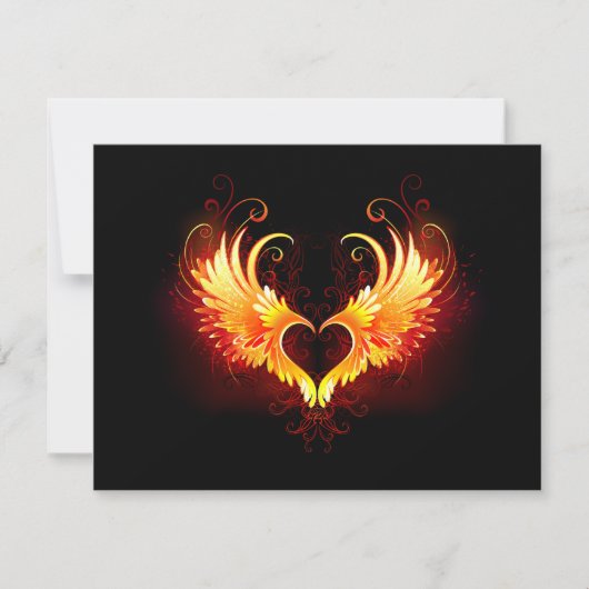 Save The Date Cœur de feu d'ange avec des ailes (Devant)