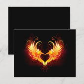 Save The Date Cœur de feu d'ange avec des ailes (Devant / Derrière)