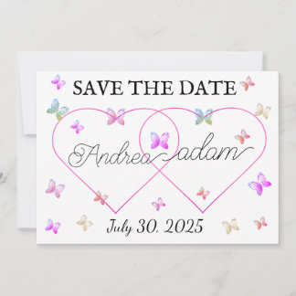 Save The Date coeur de papillons volants modernes
