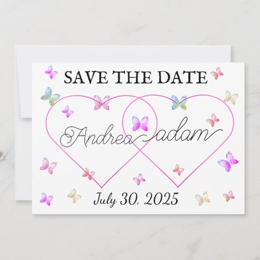Save The Date coeur de papillons volants modernes (Devant)