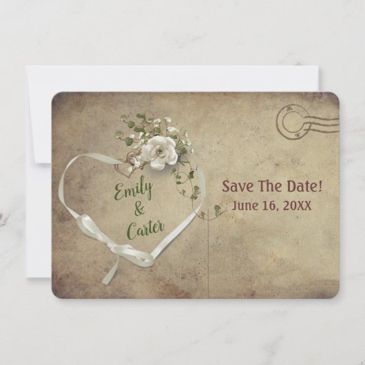 Save The Date Coeur de ruban mariage Enregistrer la date (Devant)
