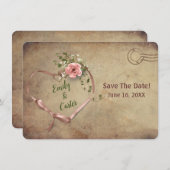Save The Date Coeur de ruban rose mariage Enregistrer la date (Devant / Derrière)