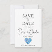 Save The Date Cœur de Talavera bleue Mariage Étape à franchir (Devant)
