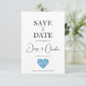 Save The Date Cœur de Talavera bleue Mariage Étape à franchir (Debout devant)