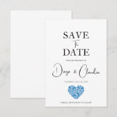 Save The Date Cœur de Talavera bleue Mariage Étape à franchir (Devant / Derrière)