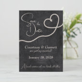 Save The Date Coeur des perles sur le Mariage noir (Debout devant)