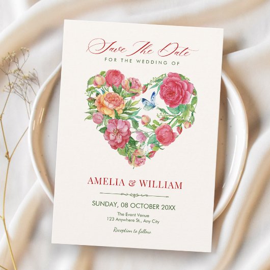 Save The Date cœur floral