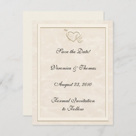 Save The Date Coeur ivoire embouteillé Enregistrer la date (Devant / Derrière)