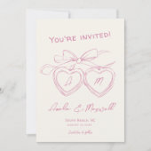 Save The Date Coeur Locket mignonne Monogramme moderne Mariage r (Devant)