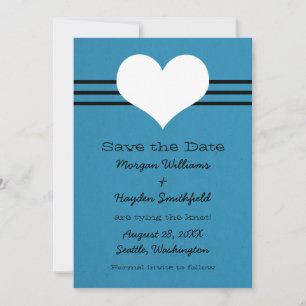 Save The Date Coeur moderne Enregistrer la date Invitation, Bleu