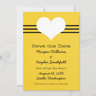 Save The Date Coeur moderne Enregistrer la date Invitation, Jaun