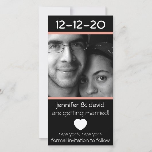 Save The Date Coeur Moderne Enregistrer Les Dates (Pêche) (Devant)