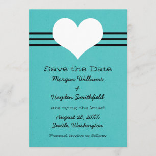 Save The Date Coeur moderne Sauvez la date Invitation, Aqua
