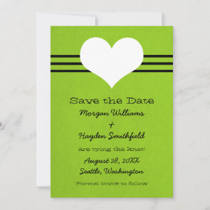 Save The Date Coeur moderne Sauvez la date Invitation, vert