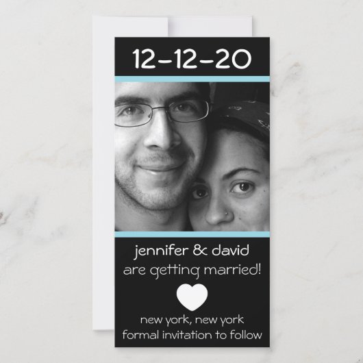 Save The Date Coeur Moderne Sauvez Les Dates (Bleu Pâle) (Devant)