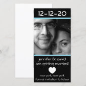 Save The Date Coeur Moderne Sauvez Les Dates (Bleu Pâle) (Devant / Derrière)
