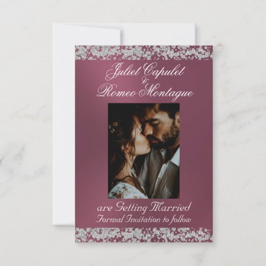 Save The Date Coeur romantique et Parties scintillant sur Lavend (Dos)