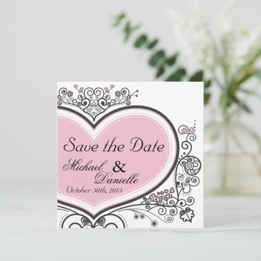 Save The Date Coeur rose (Debout devant)