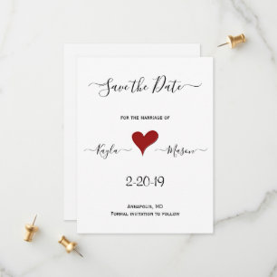 Save The Date Coeur rouge Mariage personnalisé avec lettre à l