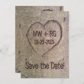 Save The Date Coeur sculpté dans l'arbre, enregistrer la date (Devant / Derrière)