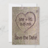 Save The Date Coeur sculpté dans l'arbre, enregistrer la date (Devant)