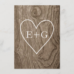 Save The Date Coeur sur bois mariage rustique Enregistrer la dat